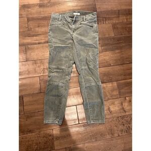 LOFT Modern Skinny Corduroy Moto Pants Olive Green‎ Zipper Detail Size 4